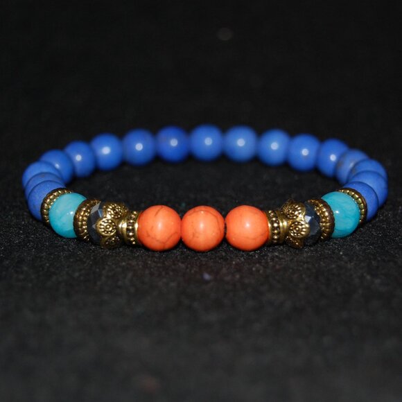 Gemstone Bracelet,Stone Beads Bracelet,Multicolor Stone Beaded Bracelet - Picture 2 of 3